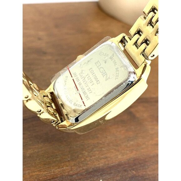Elgin Women's Watch EG170042 Quartz Mother of Pearl Dial Rectangular Gold Steel - Picture 6 of 13